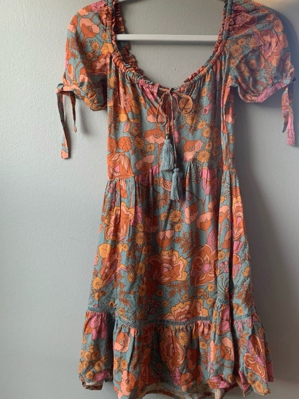 Nine Lives Bazaar Floral Mini Dress in Opal